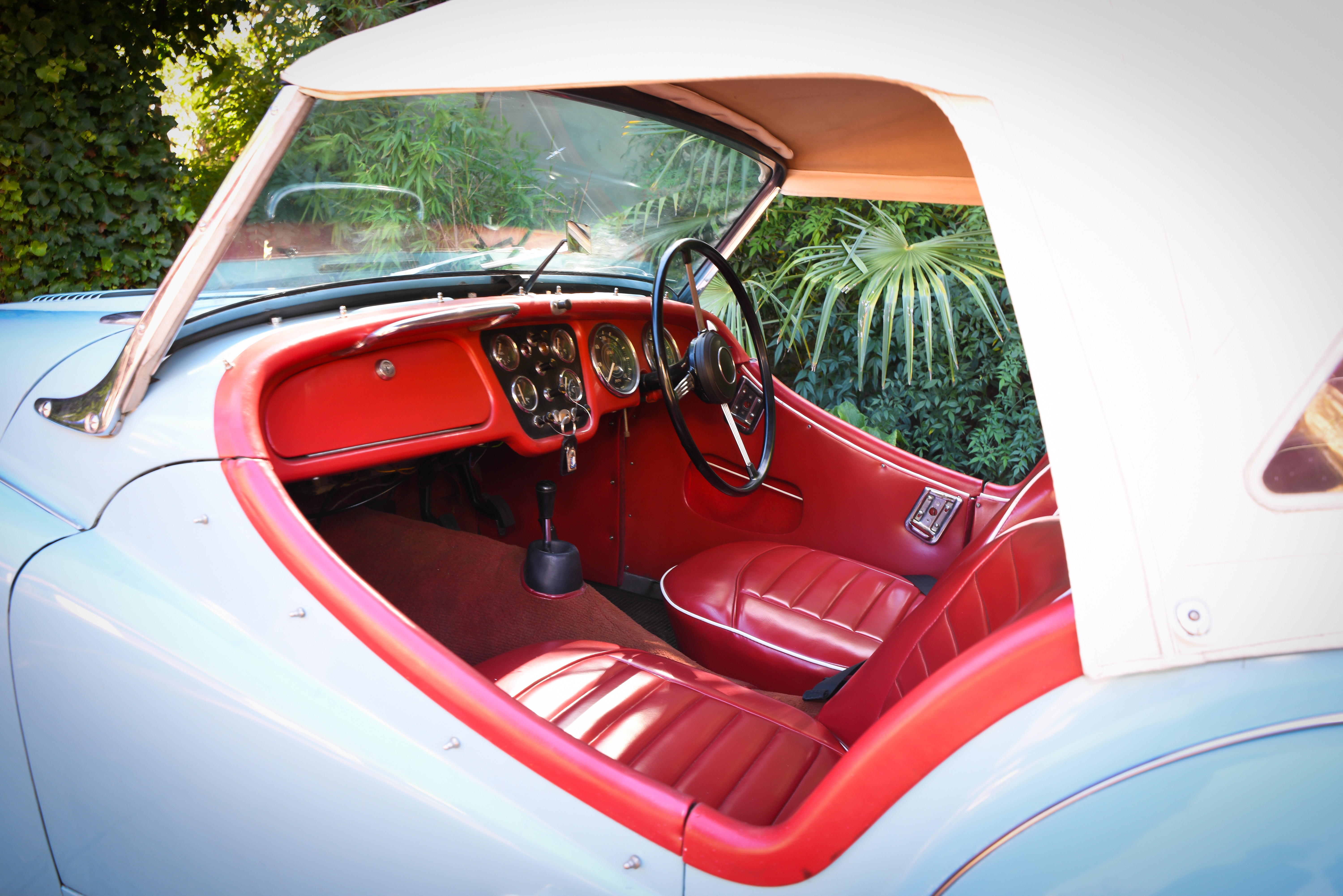 1958 Powder Blue TR3A with Red interior